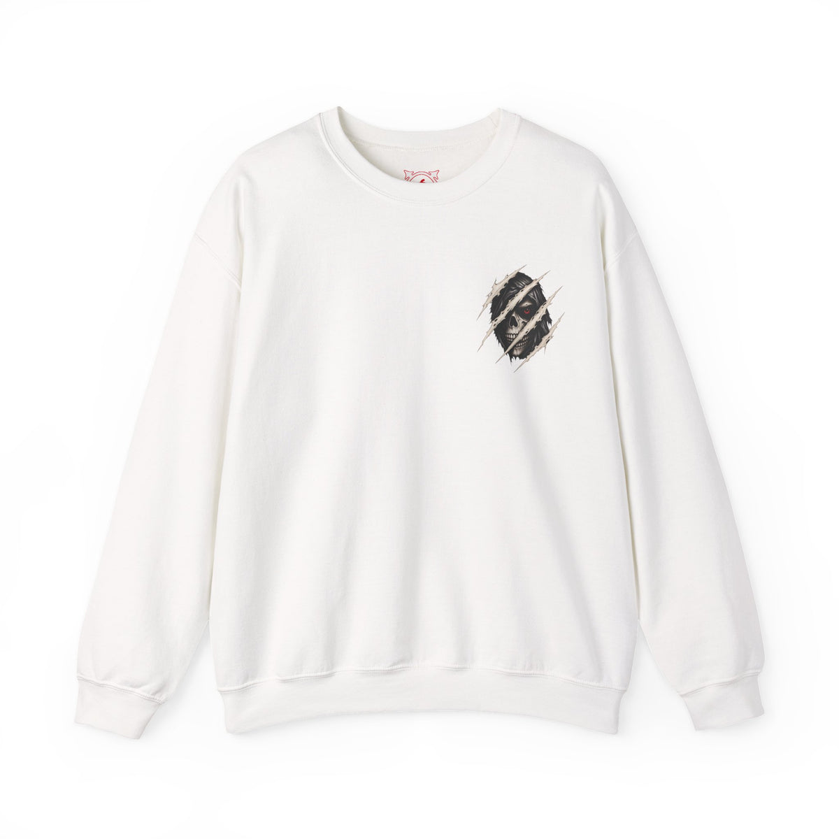 Beneath the Surface Skull Sweatshirt in White — front view