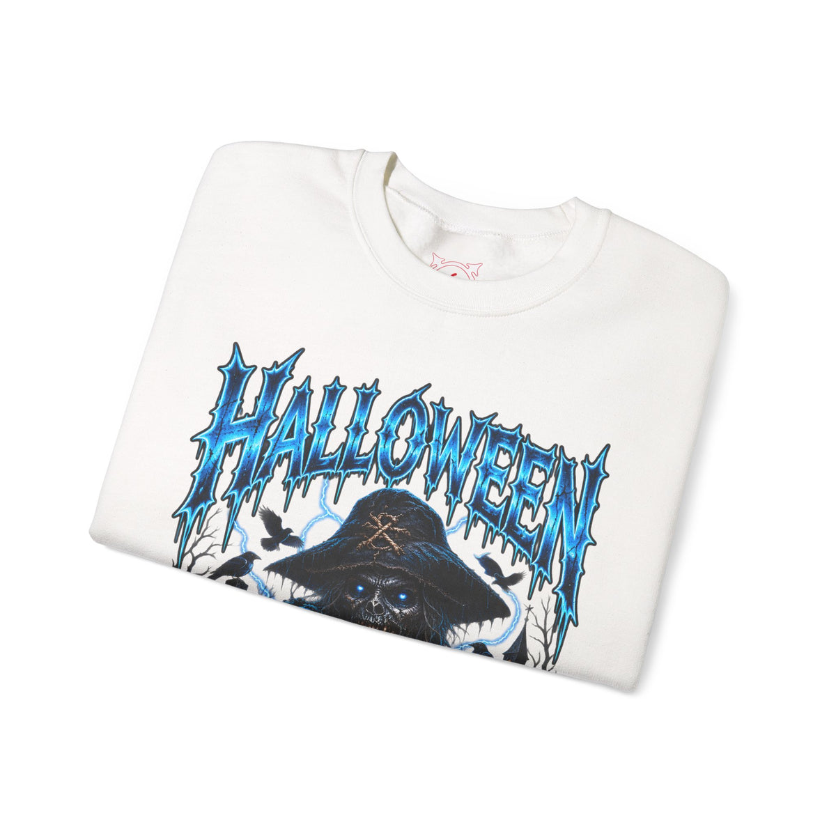 Never Buried Scarecrow Sweatshirt in White — folded view