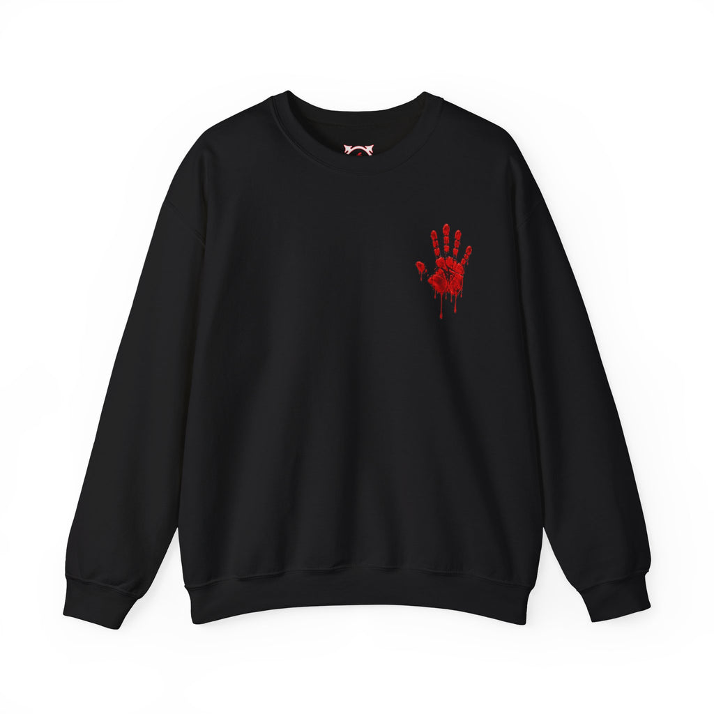 Red Handprint Sweatshirt in Black — front view