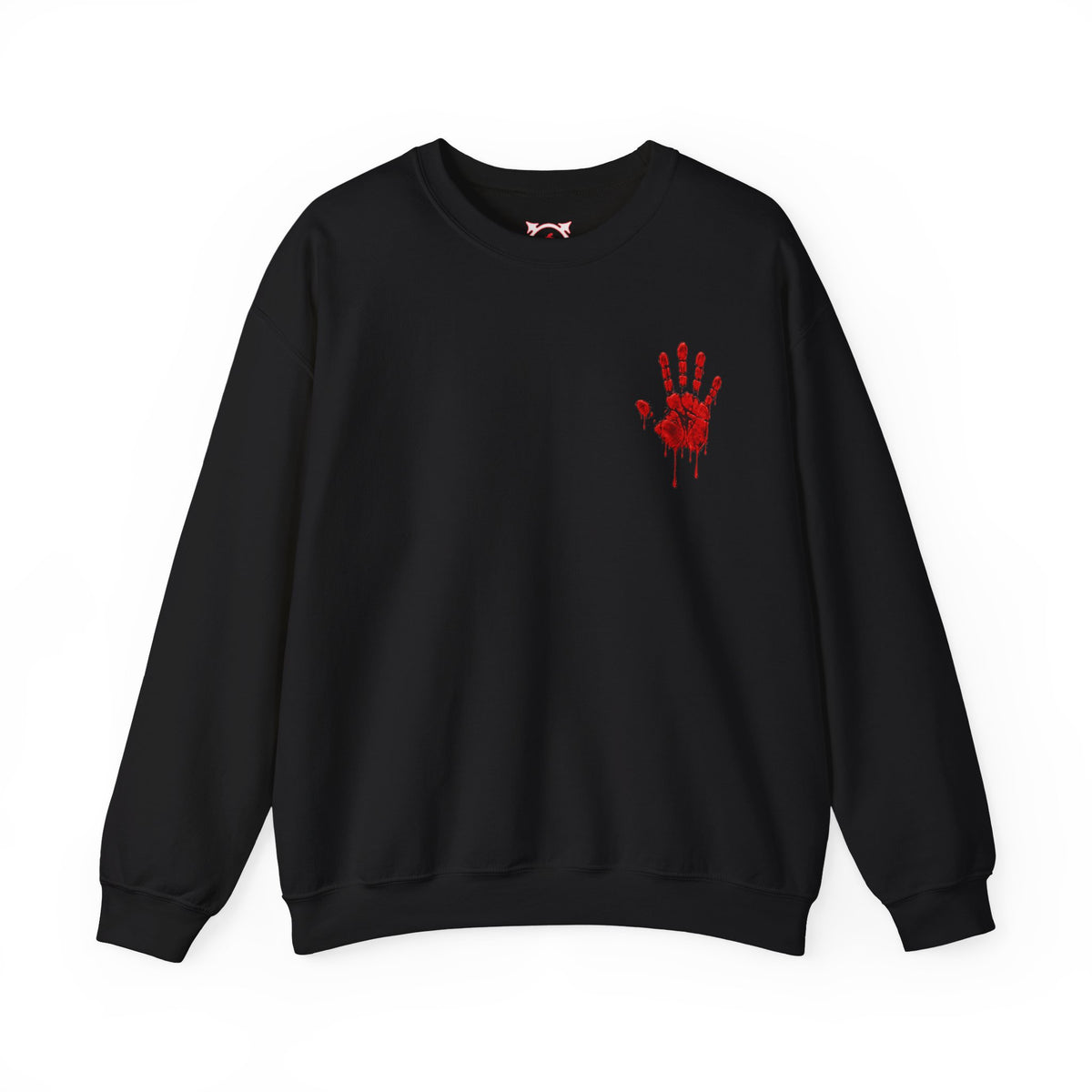Red Handprint Sweatshirt in Black — front view