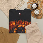 Bad Luck Follows Black Cat T-Shirt in Black — folded view