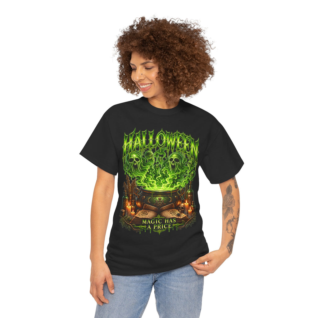 Magic Has a Price Cauldron T-Shirt in Black — model view