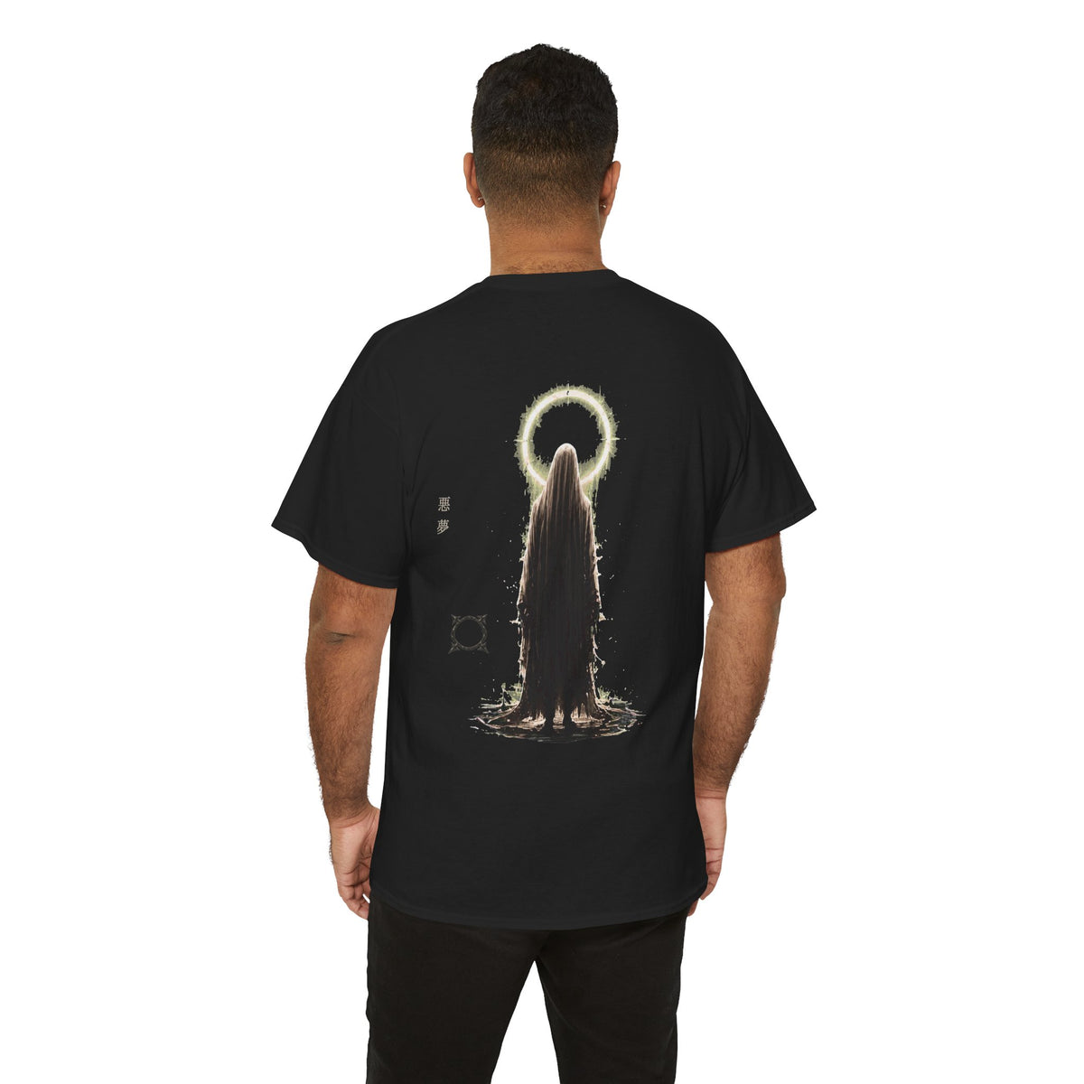 Pale Halo Ghost T-Shirt in Black — model view