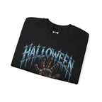Never Stay Buried Zombie Hand Sweatshirt in Black — folded view