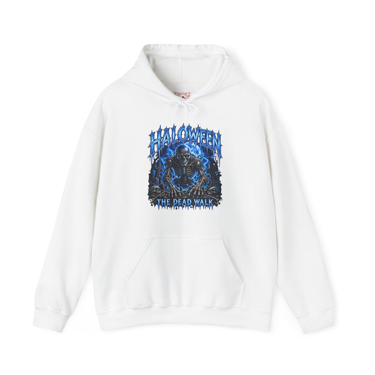 The Dead Walk Skeleton Hoodie in White — front view