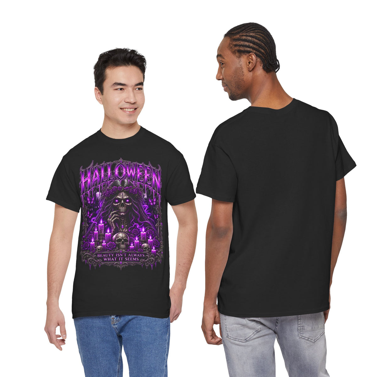 Beautiful Deception Skeleton T-Shirt in Black — model view