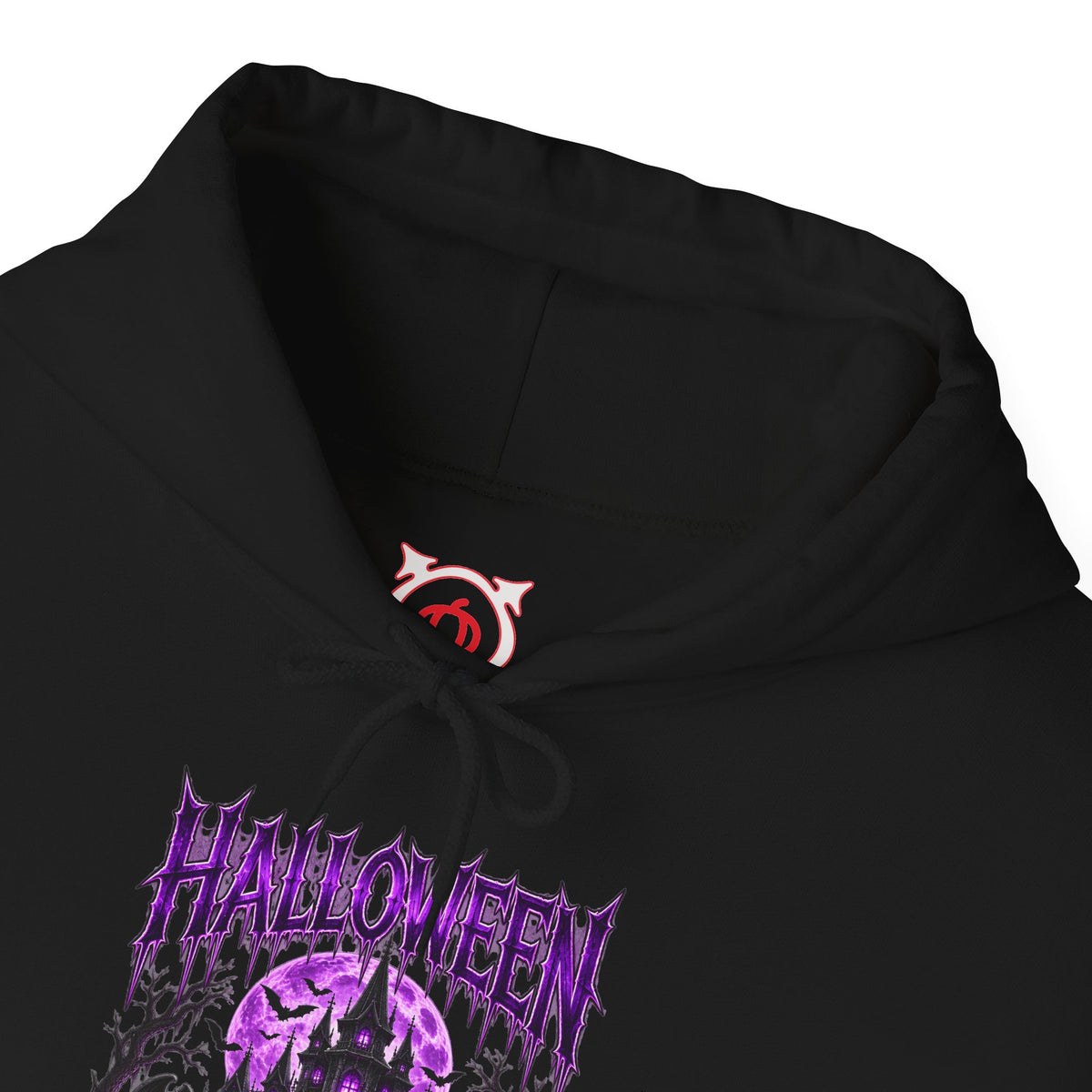 Enter If You Dare Haunted House Hoodie in Black — front view