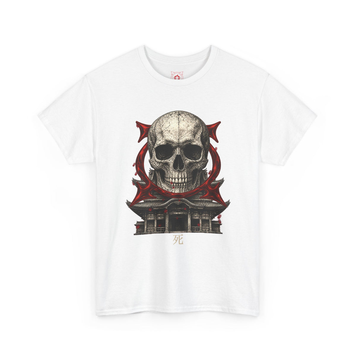 Skull Temple T-Shirt in White — front view