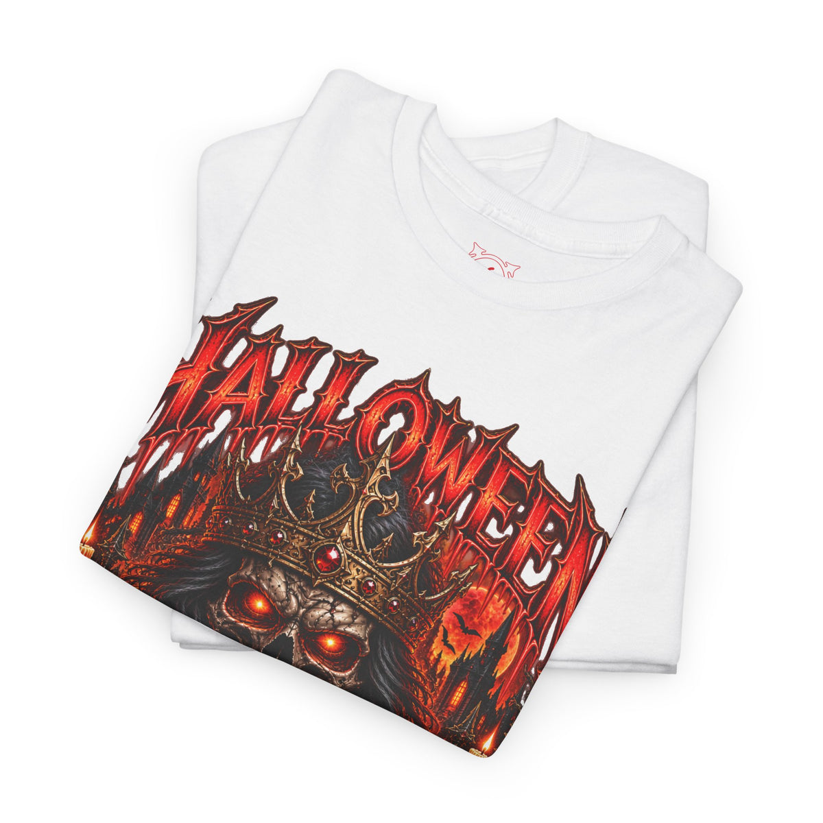 King of Terror Skeleton T-Shirt in White — folded view