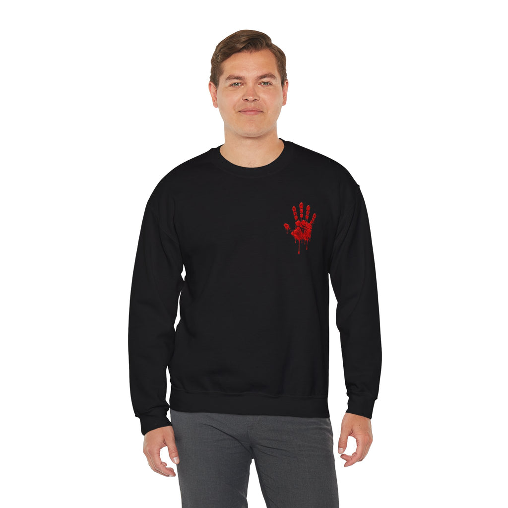 Red Handprint Sweatshirt in Black — model view